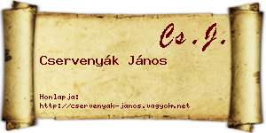 Cservenyák János névjegykártya