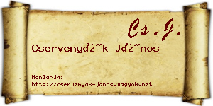 Cservenyák János névjegykártya